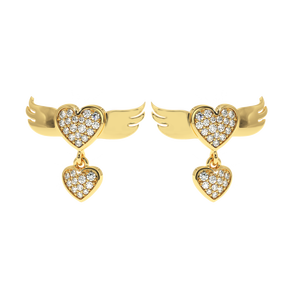 ต่างหูเพชรธรรมชาติขนาด0.35กะรัตมีปีกทรงหยดน้ำ | สีคมชัด VS-SI - Product Image 1