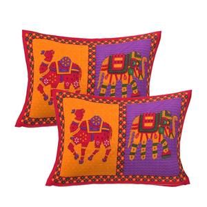 Red Kantha Hand Work 240 TC 100% Cotton Double Bed <b>Sheet</b> Set 2 Pillow Covers <b>King</b> <b>Size</b> Fitted <b>Sheets</b> for Home Use (AKDB1005) - Product Image 6
