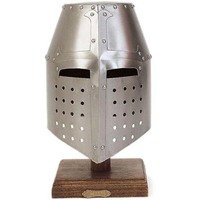 Réplica de Casco Medieval Grande de Acero/Hierro Hecho a Mano, Armadura Troquelada con Esmalte Incrustado, Calibre 18, 2.2kg, Arte de Personaje de TV y Cine