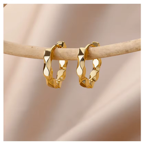 Pendientes redondos elegantes para mujeres y niñas, pendientes de aro de acero inoxidable de lujo, aretes estéticos de compromiso de boda Vintage - Product Image 3