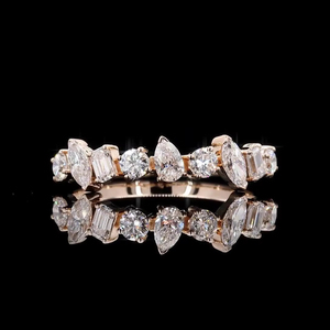 0.81 CT Lab แหวนหมั้นเพชรที่ปลูกในห้องปฏิบัติการ14K แหวนเพชรจรรยาบรรณผสมสีโรสโกลด์เครื่องประดับชั้นดีที่ยั่งยืนสำหรับผู้หญิง - Product Image 3