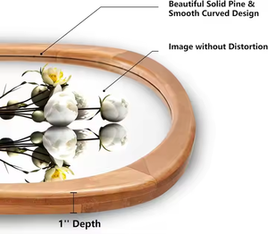 Miroir encadré en bois naturel, style farmhouse, idéal pour la décoration murale de la salle de bain et comme miroir de coiffeuse, design parfait par Azora Industries - Product Image 4