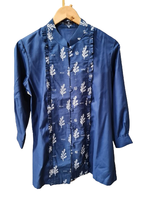 Blus Batik Nadira Formal Bahan Katun Vintage Bernapas, Flanel Panjang Kerah Tinggi, Warna Dapat Disesuaikan untuk Musim Panas, Kantor, Wanita