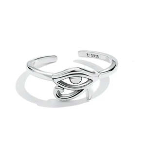 925 Rose Gold & 18K Plated Argent <b>Ring</b> Fashionable Oeil D'Horus Inlay Signet with Trendy Eye Shape 1st Number Style - Product Image 5