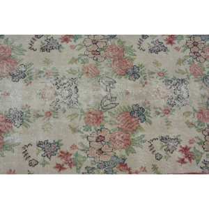 Vintage Turkish Rug Beige Red 3.4 X 6.1ft Large Area Woolen Patchwork Design for Hallway Bedroom Latex for Living Room Bedside - Product Image 5