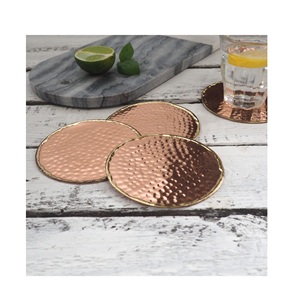 Sous-verre de table pour la maison, bon prix, qualité supérieure, fait à la main, sous-verre en cuivre pur à 100%, design marteaux, sous-verre de table - Product Image 1