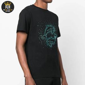 OEM Vêtements pour hommes avec logo personnalisé T-shirts à manches courtes avec strass à séchage rapide T-shirt 100% coton pour hommes coupe ample - Product Image 3