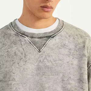 Servicio OEM diseño básico ácido lavado sudaderas para hombres al por mayor personalizado hombres logotipo personalizado ácido lavado sudadera - Product Image 2