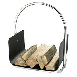 Soporte de troncos plateado SS para jardín interior y exterior y accesorios para el hogar artículo hecho a mano de madera y metal cus - Product Image 1