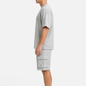 Conjunto de camiseta y pantalones cortos tipo cargo para hombre, informal, de verano, de secado rápido, transpirable, conjunto de 2 piezas de ropa informal para calle, unisex - Product Image 2