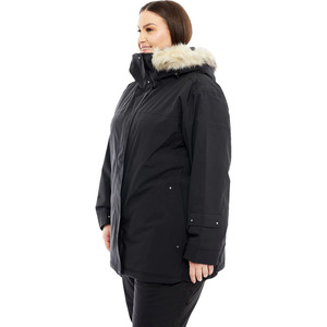High Street Women's Black <b>Quilted</b> Winter Jacket With Fur Trim Hood Windproof Full Sleeve Regular Length Polyester <b>Wadding</b> Coated - Product Image 3