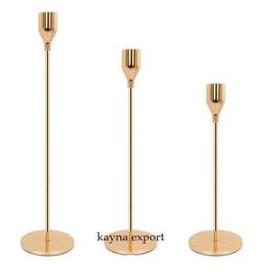 Support de bougie en métal long décoratif simple et luxueux en or, vente en gros, décoration d'intérieur, porte-bougie pour mariage, éclairage de Noël - Product Image 4