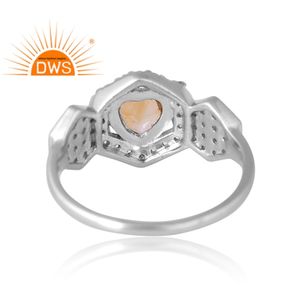 แหวนพลอยบุษราคัมสีธรรมชาติชุบด้วยเงินแพลเลเดียมดีไซน์ใหม่ - Product Image 2