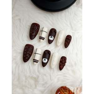 Cocoa Bear Press on Nail, design mignon pour les passionnés de nail art - Product Image 1