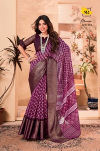 Sari de algodón suave de último diseñador con borde Jacquard de Fab Zone - Product Image 2