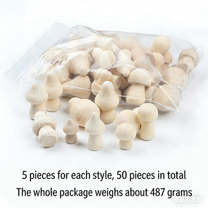 Kit Artigianale Fai-da-Te da 50 Pezzi per Bambini per Disegnare e Personalizzare le Proprie Figure di Funghi in Legno - Product Image 6