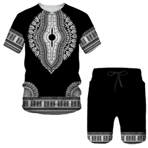 Summer 3D African Print Casual Men Shorts Suits Couple Outfits Vintage Style <b>Hip</b> Hop T Shirts +Shorts Male's Tracksuit Set - Product Image 2