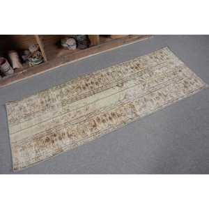 Alfombra de lana turca Vintage de 21x56 pies, tejido plano de retazos beige y marrón para decoración de sala de estar, respaldo de látex - Product Image 5