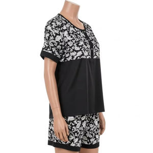 Ensemble femme en satin à séchage rapide, polyester, léger, respirant, imprimé par décharge, pyjama, détente, voyage - Product Image 1