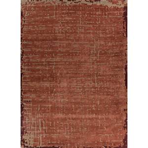 Alfombra de Lana y Viscosa Tejida a Mano con Diseño Abstracto en Rojo y Naranja, Rectangular de 4m, para Decoración de Sala de Estar - Tra-15282 - Product Image 1