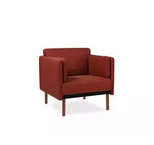 כורסת מעצבים ספת מיטה יוקרה מרופד מושב טקסטיל מודרני עץ אדום