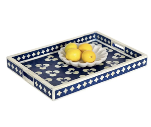 Bandeja con incrustaciones de hueso Bandeja para servir hecha a mano/Incrustaciones de hueso Hecho a mano Ramadán Desayuno Comida Fruta Café Té Bandeja para servir - Product Image 1