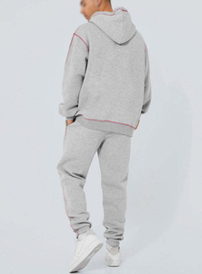 Ensemble survêtement personnalisé avec couture contrastée, pantalon de survêtement ample et sweat-shirt, fabricant de vêtements - Product Image 5