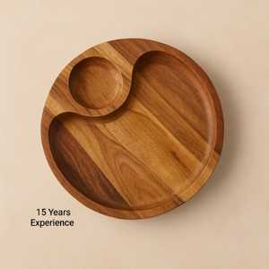 จานไม้อะคาเซียแบ่งเป็น3ช่องถาดไม้สำหรับเสิร์ฟขนมหวานจานแบ่งเป็น3ส่วนถาดไม้ - Product Image 4