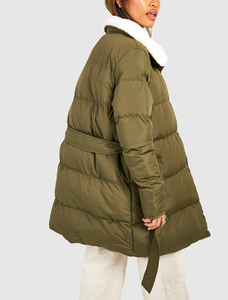 Vente en gros de doudoune à capuche pour femme, coupe-vent mi-long, résistante à l'eau, isolée thermiquement, pour usage quotidien, OEM - Product Image 3