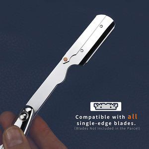Navaja de Afeitar Plegable de Acero Inoxidable Alemana, Maquinilla de Afeitar para Barba con Cuchilla Desechable, Cuchillo de Afeitar para Barbería - Product Image 6