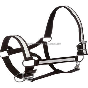 Licou en nylon à double couture en 3 couleurs vives avec superposition sur la couronne et les joues de la muserolle Quincaillerie satinée de haute qualité - Product Image 6