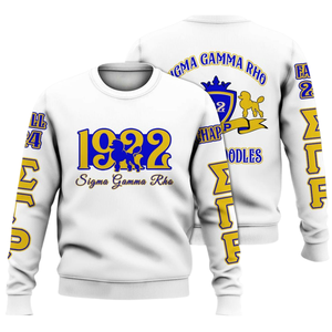 Sweat-shirt à col rond en polaire doux Sigma Gamma Rho 1922 Bleu Or Vêtements grecs de sororité Pull pour femmes Tenue d'hiver - Product Image 3