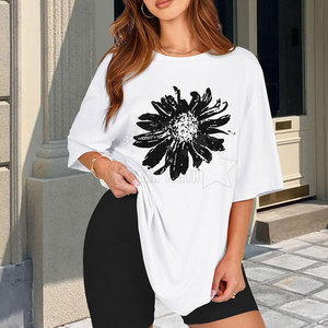 Camiseta holgada de lona de gran tamaño para mujer con logotipo personalizado, camiseta informal moderna ligera transpirable - Product Image 3