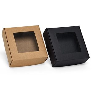 Boîtes cadeaux en papier kraft à rabat avec fenêtre, écologiques, rigides, pour cadeaux, finition brillante/laminage latte, gaufrage, caractéristiques aseptiques - Product Image 4