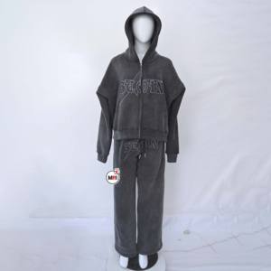 Camiseta para mujer 100% algodón Streetwear Street Wear tejido de gran tamaño Fit chándal de dos piezas a juego deportivo casual - Product Image 5