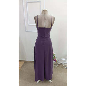 Women's Spaghetti Strap Wrap Neck Slit <b>Long</b> Imported Crepe Dress, 33223 - Product Image 6