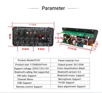 Amplificateur domestique, sortie 30-120W, USB, TF, SD, double micro, télécommande, contrôle des basses, radio FM, amplificateur récepteur monocanal