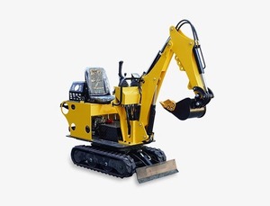 รถขุดขนาดเล็กสีเหลืองพร้อมเครื่องยนต์และบุ้งกี๋สีดำ - Product Image 1