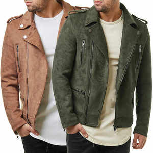 Chaqueta de piel auténtica personalizada para hombre con cuello levantado, piel de búfalo original de invierno, color verde y marrón - Product Image 2