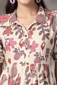 Robe mi-longue ajustée et évasée à imprimé floral de haute qualité pour femmes, design imprimé élégant, robe pour femmes pour les soirées - Product Image 6