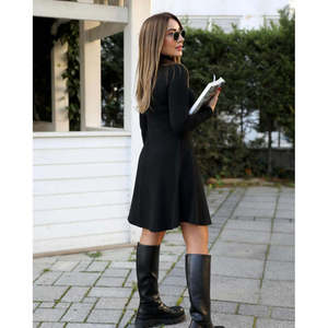 Vestido Mini Acrílico Holgado de Manga Larga y Cuello Alto para Mujer de Jane's, para Uso Diario Informal, Cómodo y Elegante - Product Image 2