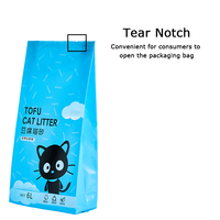 Sac d'emballage à soufflets latéraux pour litière pour chat, imprimé en héliogravure, résistant à l'humidité, en PET/NY/PE, bleu, blanc, noir, 6 kg, 211,64 oz, 13,23 lb, fournitures pour animaux de compagnie