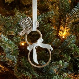 Muñeco de nieve hecho a mano, adorno colgante para árbol de Navidad, muñeco de nieve de ratán Vintage para decoración de árbol de Navidad hecho en Vietnam - Product Image 2