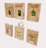 Cadre en bois de style vintage Sculpture en bois Décoration murale Miroir Unique Collection Tenture murale Décor Art indien Cadres lot de 6
