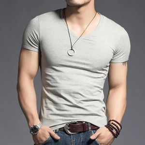 2024 nouveau décontracté hauts hommes T-shirt Fitness T-shirts hommes col en V homme T-shirt pour hommes t-shirts M-4XL grande taille TDX03 - Product Image 3