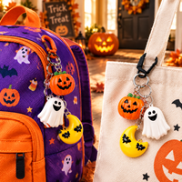 Ensemble de porte-clés d'Halloween - Pendentifs personnalisables en PVC souple imperméables, motifs mignons citrouille, fantôme, sorcière, pour cadeaux de fête et accessoires de sac