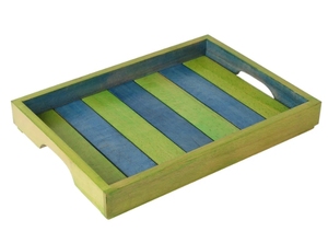 Bandeja de madera de haya de vapor verde azul, plato de servicio decorativo para mesa de desayuno, platos rectangulares decorativos para decoración del hogar - Product Image 4