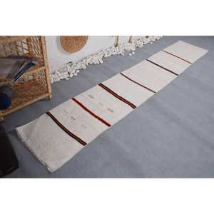 Alfombra clásica moderna de lana a rayas blancas y negras con respaldo de látex de 1,7x9,9 pies para entrada, pasillo y uso en la sala de estar - Product Image 2