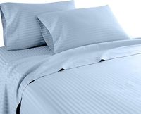 Parure de draps de luxe 4 pièces en microfibre satinée rayée, résistante à la décoloration, écologique, rafraîchissante, 300 fils, tissée, taille King