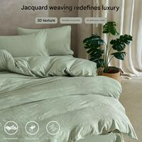 Ganzjahres-Bettwäsche-Set aus 100% Baumwolle mit hoher Dichte, sandgewaschenem Jacquard, vierteilig, Hotelqualität, weiches Bettlaken-Set für Gästezimmer